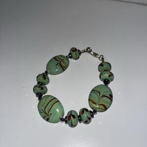 Lampwork Glass Bead Bracelet Handmade Artisan One-of-a-Kind OOAK